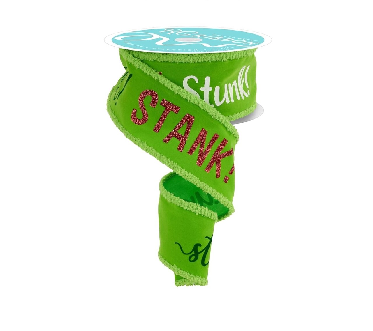 RG Ribbon: 2.5" Velvet Stink Stank Stunk Wired Ribbon with Furry Drift Edges
